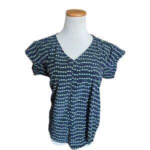 Womens Dina Be Triangle Print Open Back Flowy Blouse Top - Sz M